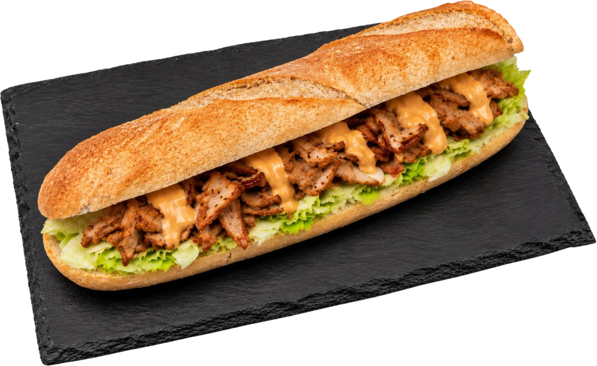 Bageta SPOT Kebab s kebab mäsom na bridlicovej doske